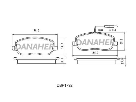 Danaher DBP1792 Brake Pad Set, disc brake DBP1792
