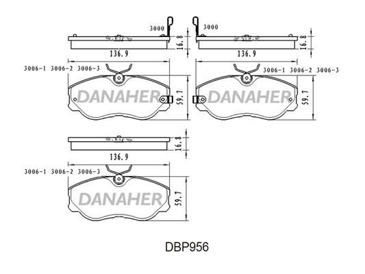 Danaher DBP956 Brake Pad Set, disc brake DBP956