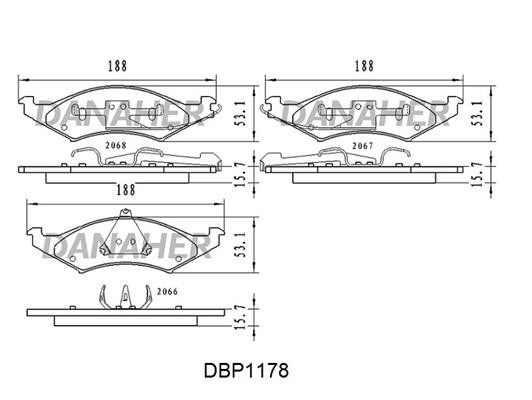Danaher DBP1178 Brake Pad Set, disc brake DBP1178