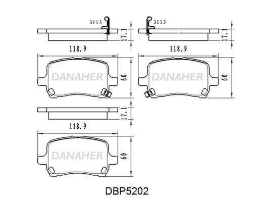 Danaher DBP5202 Brake Pad Set, disc brake DBP5202