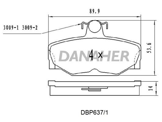 Danaher DBP637/1 Brake Pad Set, disc brake DBP6371