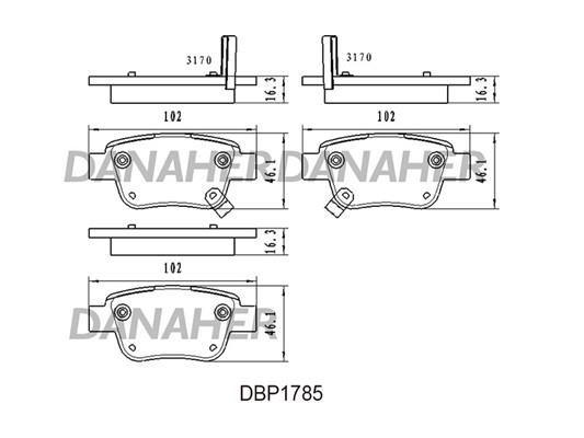 Danaher DBP1785 Brake Pad Set, disc brake DBP1785