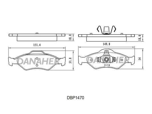 Danaher DBP1470 Brake Pad Set, disc brake DBP1470