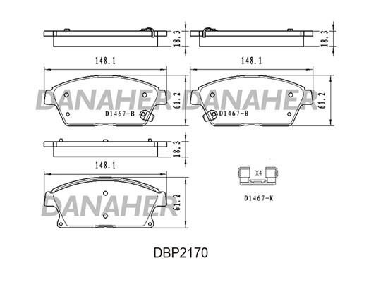 Danaher DBP2170 Brake Pad Set, disc brake DBP2170