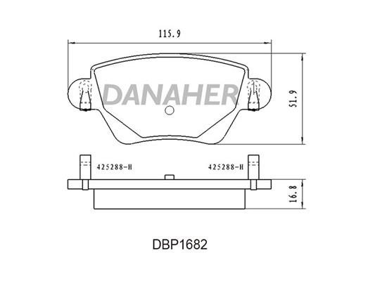 Danaher DBP1682 Brake Pad Set, disc brake DBP1682