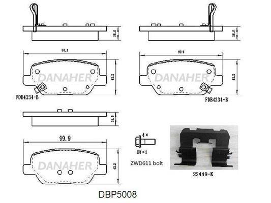 Danaher DBP5008 Brake Pad Set, disc brake DBP5008