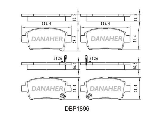 Danaher DBP1896 Brake Pad Set, disc brake DBP1896