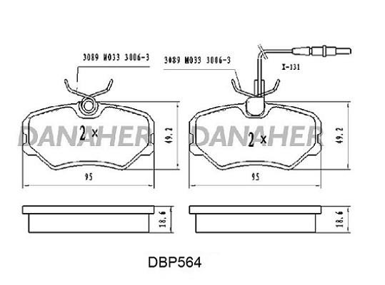 Danaher DBP564 Brake Pad Set, disc brake DBP564