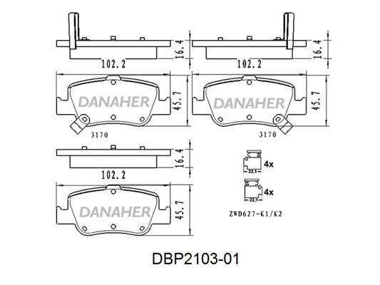Danaher DBP2103-01 Brake Pad Set, disc brake DBP210301