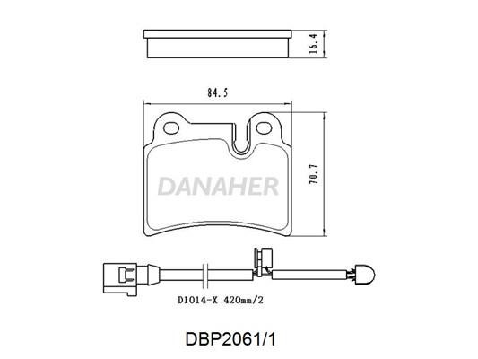 Danaher DBP2061/1 Brake Pad Set, disc brake DBP20611