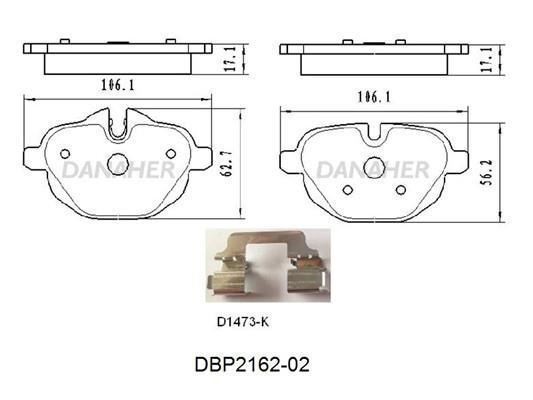 Danaher DBP2162-02 Brake Pad Set, disc brake DBP216202