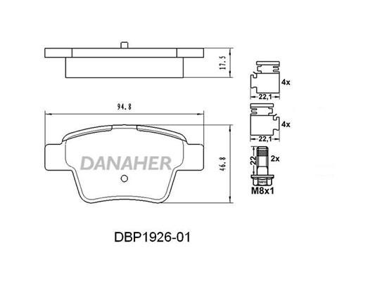 Danaher DBP1926-01 Brake Pad Set, disc brake DBP192601