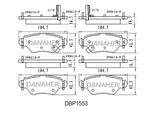 Danaher DBP1553 Brake Pad Set, disc brake DBP1553