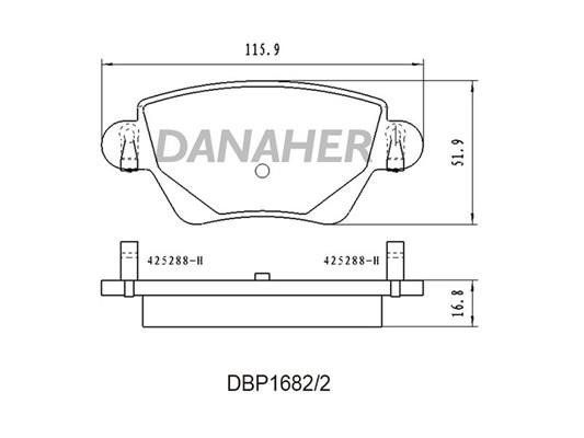 Danaher DBP1682/2 Brake Pad Set, disc brake DBP16822