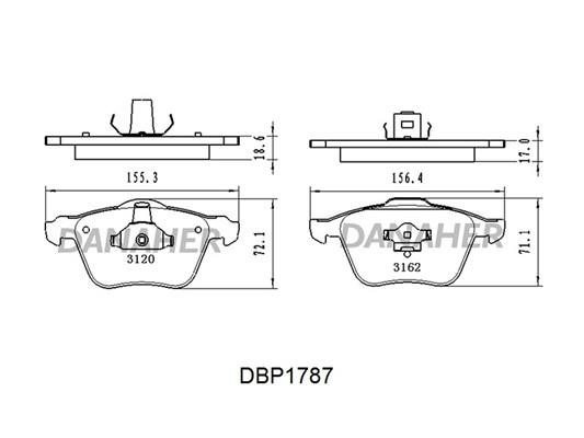 Danaher DBP1787 Brake Pad Set, disc brake DBP1787