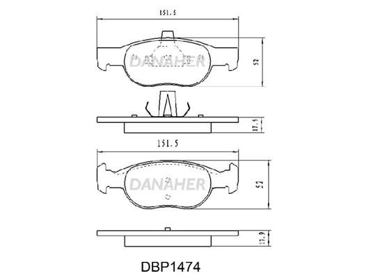 Danaher DBP1474 Brake Pad Set, disc brake DBP1474