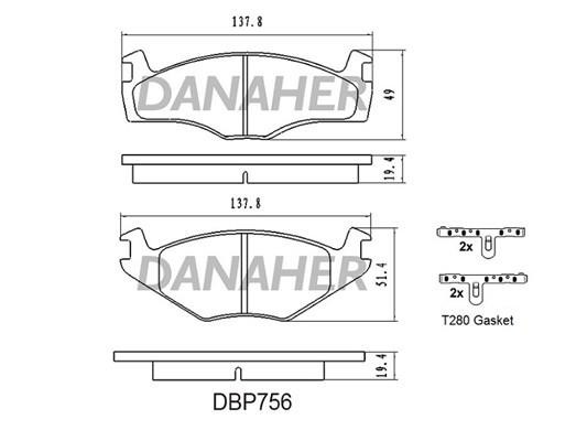 Danaher DBP756 Brake Pad Set, disc brake DBP756
