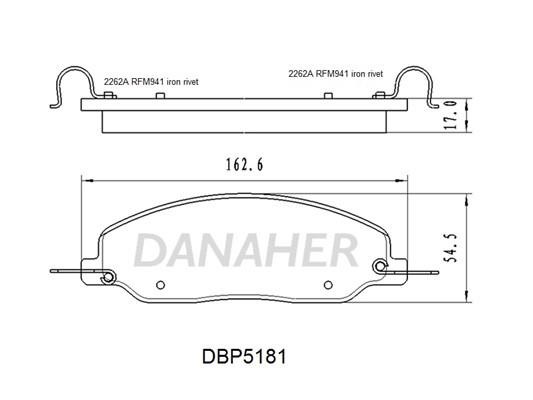 Danaher DBP5181 Front disc brake pads, set DBP5181