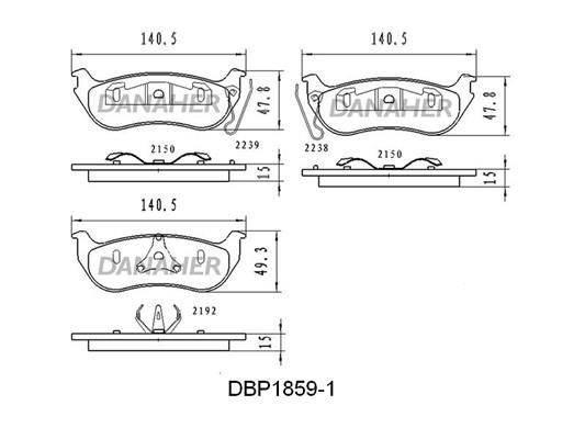 Danaher DBP1859/1 Brake Pad Set, disc brake DBP18591