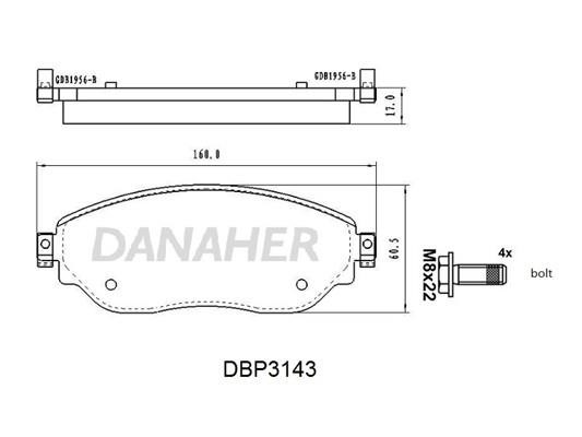 Danaher DBP3143 Brake Pad Set, disc brake DBP3143