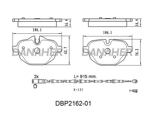 Danaher DBP2162-01 Brake Pad Set, disc brake DBP216201
