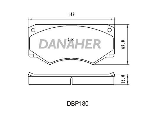 Danaher DBP180 Brake Pad Set, disc brake DBP180