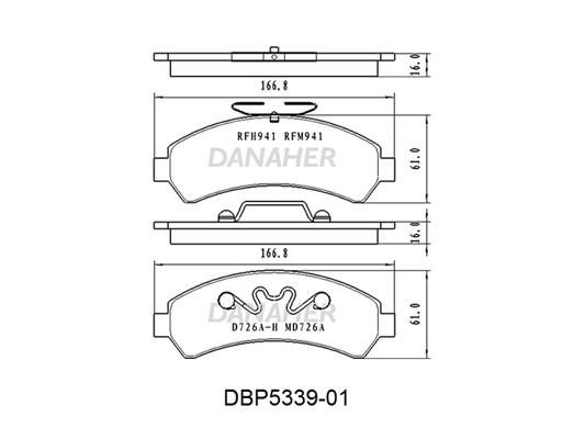 Danaher DBP5339-01 Brake Pad Set, disc brake DBP533901
