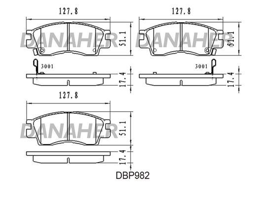 Danaher DBP982 Brake Pad Set, disc brake DBP982