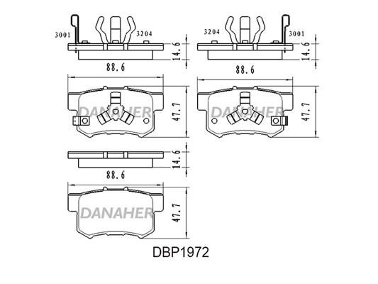 Danaher DBP1972 Brake Pad Set, disc brake DBP1972