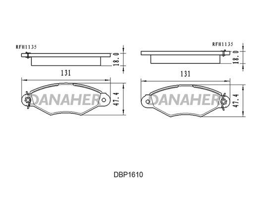 Danaher DBP1610 Brake Pad Set, disc brake DBP1610