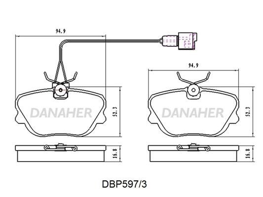 Danaher DBP597/3 Brake Pad Set, disc brake DBP5973