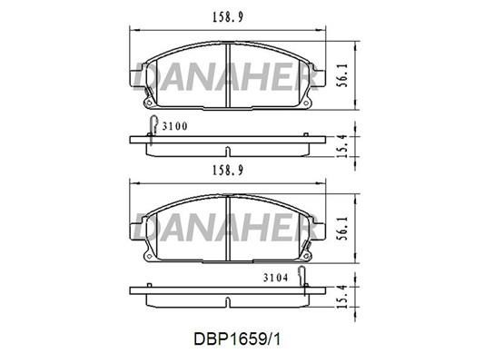 Danaher DBP1659/1 Brake Pad Set, disc brake DBP16591