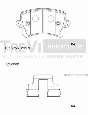 Trevi automotive PF1376 Brake Pad Set, disc brake PF1376