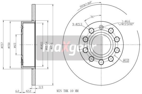 Rear solid brake disc Maxgear 19-1058MAX