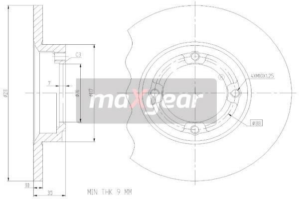 Maxgear 19-3351 Unventilated front brake disc 193351