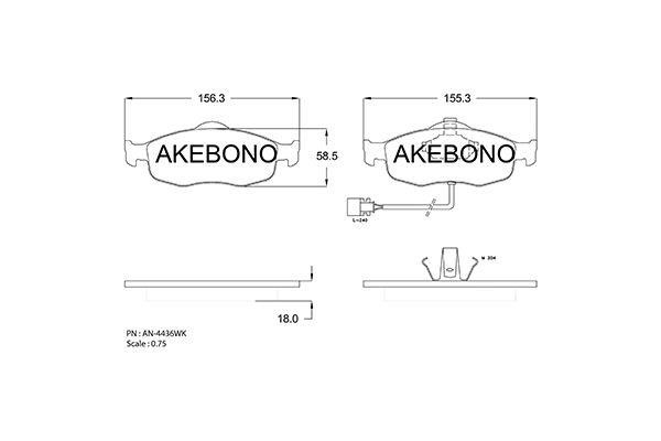 Akebono AN-4436WK Brake Pad Set, disc brake AN4436WK