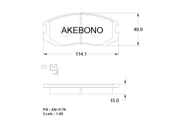 Akebono AN-317WK Brake Pad Set, disc brake AN317WK