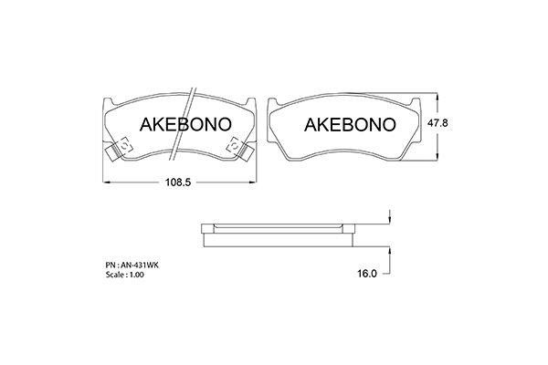 Akebono AN-431WK Brake Pad Set, disc brake AN431WK