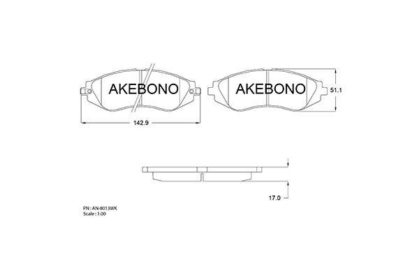 Akebono AN-8013WK Brake Pad Set, disc brake AN8013WK
