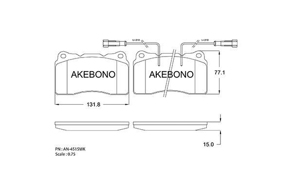 Akebono AN-4515WK Brake Pad Set, disc brake AN4515WK