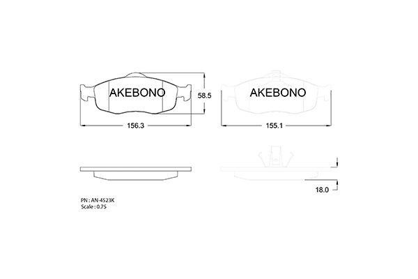Akebono AN-4523KE Brake Pad Set, disc brake AN4523KE