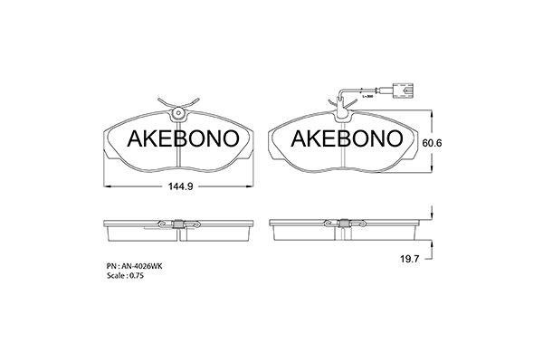 Akebono AN-4026WK Brake Pad Set, disc brake AN4026WK