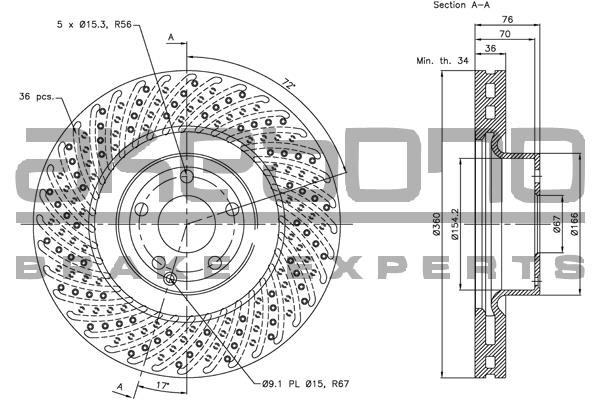 Akebono BN-1217E Front brake disc ventilated BN1217E