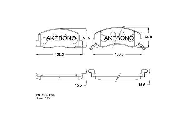 Akebono AN-408WKE Brake Pad Set, disc brake AN408WKE