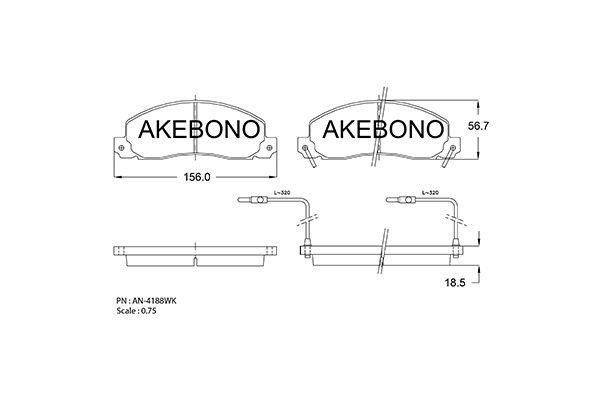 Akebono AN-4188WK Brake Pad Set, disc brake AN4188WK