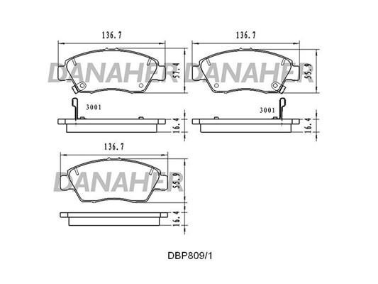 Danaher DBP809/1 Brake Pad Set, disc brake DBP8091