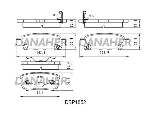 Danaher DBP1852 Brake Pad Set, disc brake DBP1852