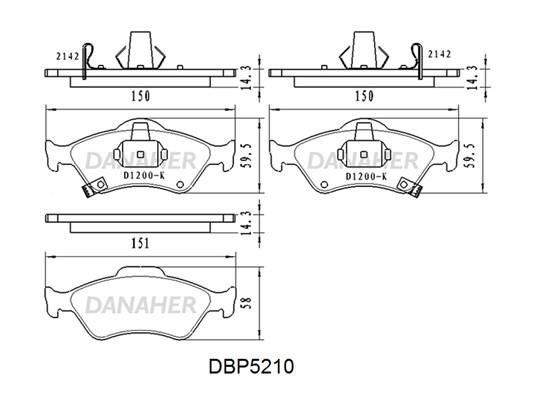 Danaher DBP5210 Brake Pad Set, disc brake DBP5210