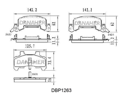 Danaher DBP1263 Brake Pad Set, disc brake DBP1263