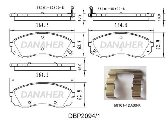 Danaher DBP2094/1 Brake Pad Set, disc brake DBP20941